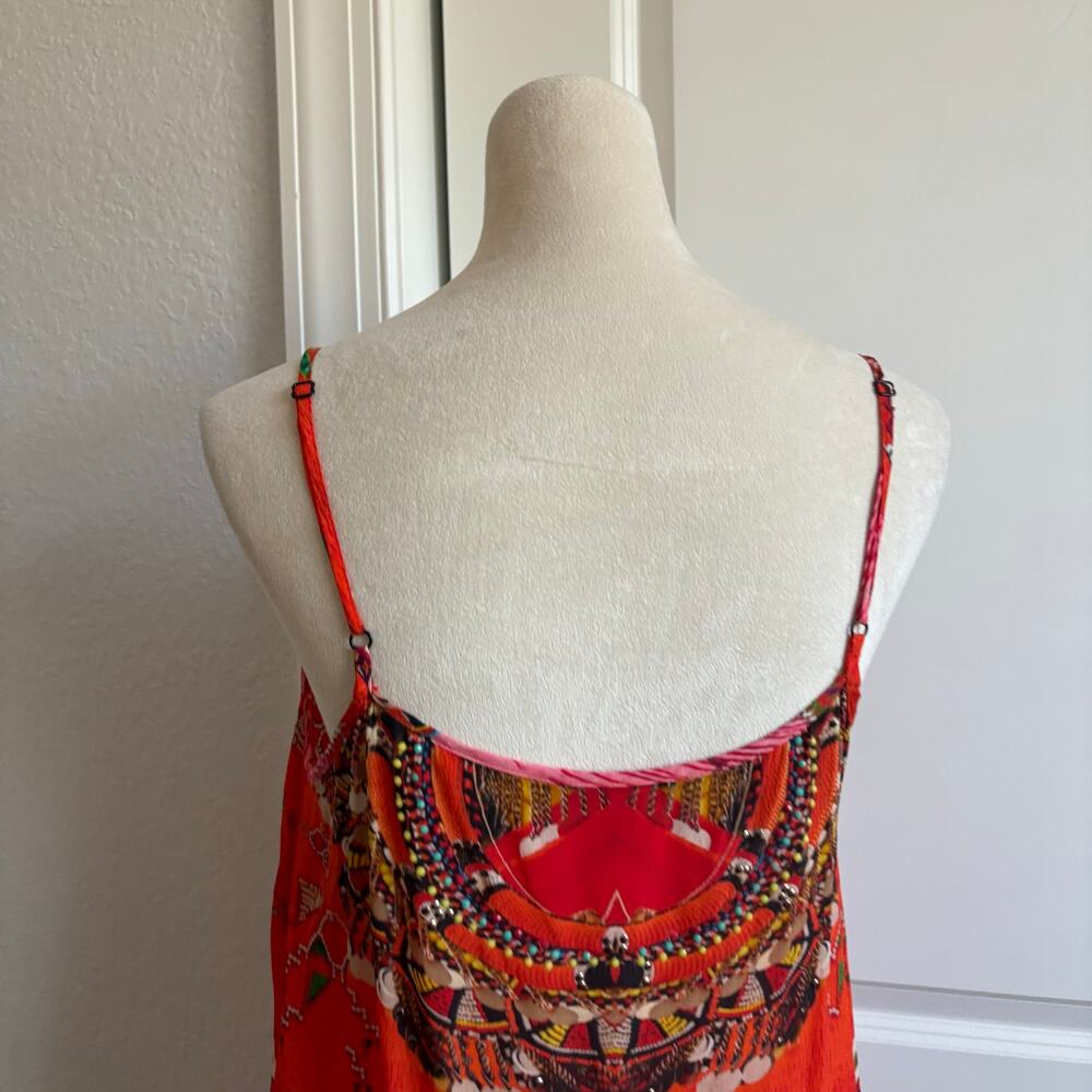 Shahida Parides Navajo High-low Dress Red Southwestern Tribal Embellished - Picture 12 of 13